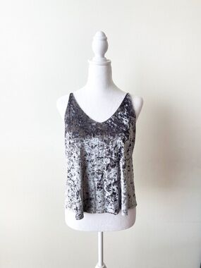 American Eagle Velvet V-Neck Tank Top - Grey Size M